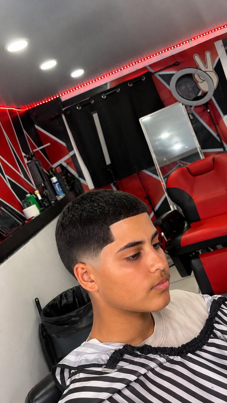 Young man in barber chair