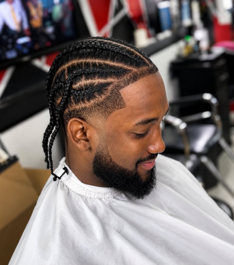 Man with braided hairstyle and beard